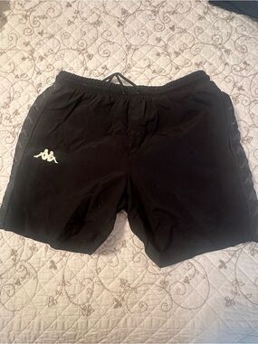 Kappa Black Athletic Shorts with White Logo Accent